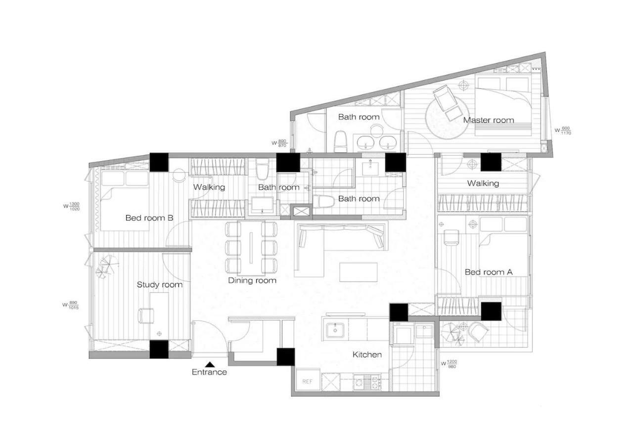 3 Bedrooms And 1 Study And 3 Bathrooms Near Taipei 101 & Mrt 外观 照片